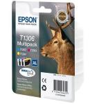 MULTIPACK EPSON "Cervo" C13T13064010/12 3 COLOR T130240/340/440 SX320FW -BX525WD - SX625FWD- SX525WD-SX620FW TAGLI XL