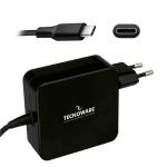 ALIMENTATORE USB-C da CASA TECNOWARE FAU17563 Nero In=100/240V Out=5V-9V-12V-15V/3A 20V/3,25A Aut. Cavo 2,1m Fino:30/04