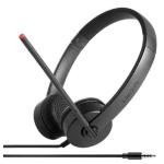 CUFFIE+MICROFONO LENOVO 4XD0K25030 Analogiche Black CAVO 1,2mt 0,11kg plug-and-play Fino:30/04