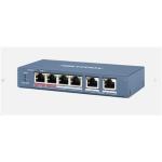SWITCH 4P LAN 10/100M RJ45 PoE + 2P 10/100M RJ45 HIKVISION DS-3E0106HP-E Unmanaged - 802.3af/at/bt - Metallico Fino:30/11