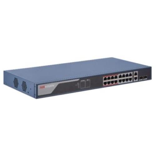 SWITCH 18P LAN HIKVISION DS-3E1318P-EI 16P 10/100M RJ45 PoE+2P Gigabit Combo 802.3af/at PoE 230W - L2 Smart Managed