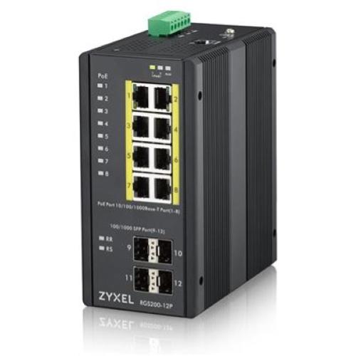 SWITCH industriale 12P LAN GIGABIT ZYXEL RGS200-12P-ZZ0101F Managed (8P PoE, erog. fino 240W + 4 SFP)