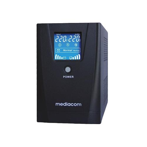 UPS MEDIACOM M-UPS851D AC 140-290 V- 480 Watt / 800 VA- Tower, battery 12V/9Ah, connettori uscita 2, LCD, Regolazione automatica