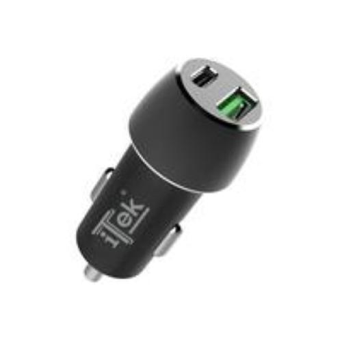 ITEK Caricabatteria per auto da 42W- 6A(2x3A) con 2 porte: PD+QC3.0- Smart IC