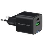 CARICATORE USB PD GaN da 20 W CONCEPTRONIC ALTHEA15B con 1P USB-C e 1P USB-A - Nero