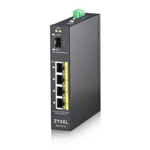 SWITCH Industriale 5P LAN GIGABIT PoE ZYXEL RGS100-5P-ZZ0101F Unmanaged - (4P PoE, erog. fino 120W + 1P SFP)