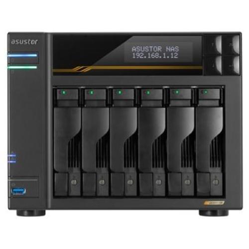 NAS ASUSTOR AS6806T X 6SLOT 3.5"/2.5"-NO HD- QC 2,3GHZ-16GB DDR5 ECC -2P 5G-2P 10G-5P USB-4x M.2 NVME/SATA-GAR.5Y