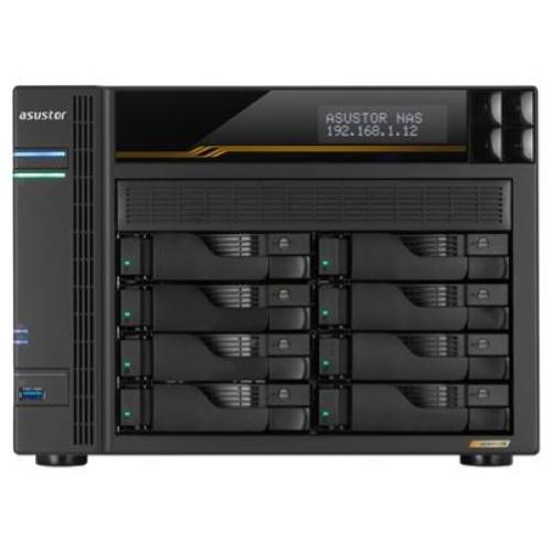 NAS ASUSTOR AS6808T X 8SLOT 3.5"/2.5"-NO HD- QC 2,3GHZ-16GB DDR5 ECC -2P 5G-2P 10G-5P USB-4x M.2 NVME/SATA-GAR.5Y