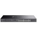 SWITCH 20P LAN Gigabit TP-LINK ES220GMP Easy Managed 16P POE+ 2P Gigabit 2P SFP- cust.in acciaio - mont.su rack 1U 19"