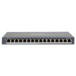 SWITCH 16P Gigabit HIKVISION DS-3E0516P-O 8P Gigabit POE + 8P RJ45 - 802.3af/at -110W Fino:30/11