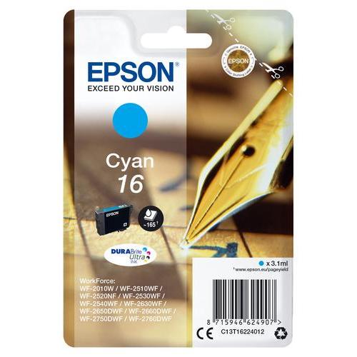 CARTUCCIA EPSON 16 ''PENNA E CRUCIVERBA'' C13T16224010/12 CIANO X WF-2510FW/WF-2520NF/WF-25 30WF/WF-2540WF/WF-2010W