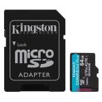 MICRO SECURE DIGITAL 64GB SDCG4/64GB Class10 U3 V30 + adattatore Read:200MB/s Canvas Go Plus Gen4 KINGSTON
