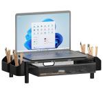 Supporto per Monitor Ergonomico Regolabile a 3 Altezze con Cassetto e Portaoggetti