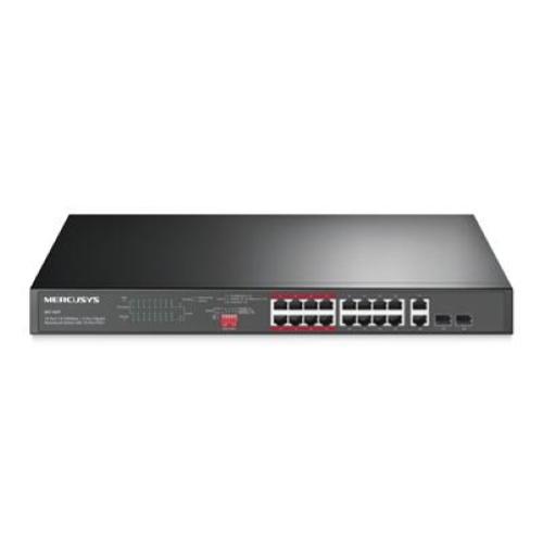 SWITCH 18P di cui 16P 10/100Mbps 2P Gigabit Rack. MERCUSYS MS118CP con 16P PoE+ - - Alim.PoE 190W