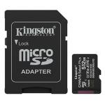 MICRO SECURE DIGITAL 512GB SDCS3/512GB Class10 UHS-I, U3, V30, A1 150MB/s + adattatore Canvas Select Plus Gen3 KINGSTON