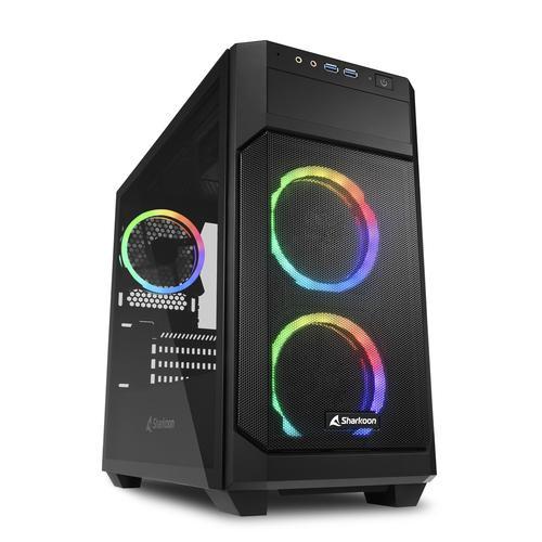 CABINET MICRO ATX SHARKOON V1000 RGB NERO 4slot 45x20x40,2cm 1x5,25" 2x3,5" 6x2,5" 2xUSB3.0 3xVENT.-120mm-LED FINESTRA LAT.