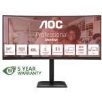 MONITOR AOC LCD CURVED VA 120Hz LED 34" WIDE CU34E4CV 4ms QHD 3500:1 REG.ALT. BLACK 2xHDMI DP HUB USB LAN Vesa Gar. 5 Fino:31/10