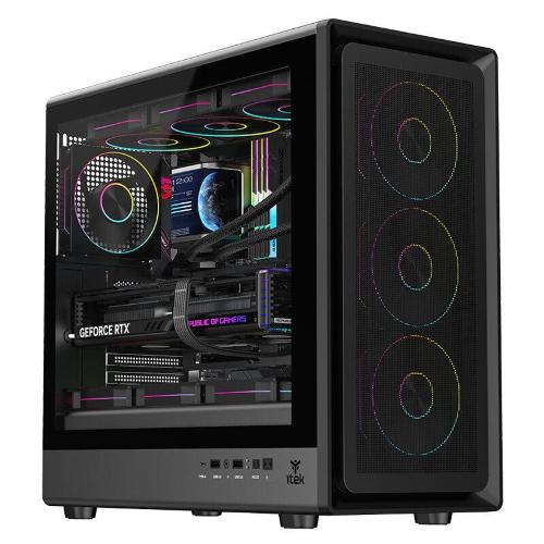 CABINET ITEK MESHCORE 36B - Gaming  Tower, ATX, 4x12cm ARGB fan, 2xUSB3, Type-C, Temp Glass Side  Panel (ITGCAMC36B)