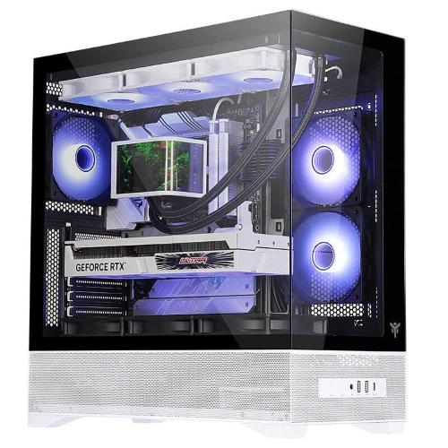 ITEK Case SHOWBUI 37WB - Gaming Tower- ATX- 3x12cm ARGB fan- Type-C- 2xUSB3.0- Side & Front Panel Temp Glass- White Black Edition