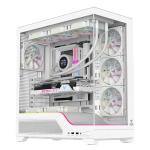 ITEK Case SHOWBUI WAVE 82W - Gaming Tower- ATX- 4x12cm ARGB fan- 2xUSB3- Type-C- Temp Glass Side & Front Panel- White Ed.
