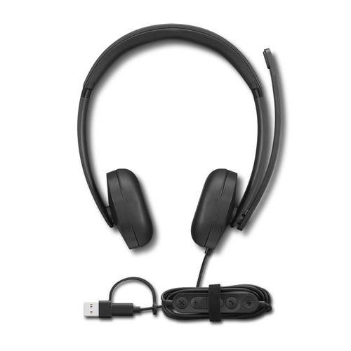 CUFFIE+MICROFONO LENOVO Cablate VoIP 5000 (Teams) 4XD1R88995 da USB-c a USB-a cavo1.9mt plug and play 3Y Fino:29/05