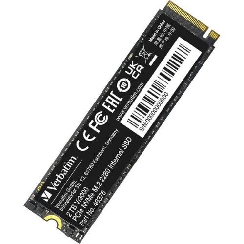 SSD-Solid State Disk m.2(2280) NVMe 2000GB(2TB) PCIe3.0x4 VERBATIM Vi3000 Read:3100MB/s Write:2200MB/s (49376)