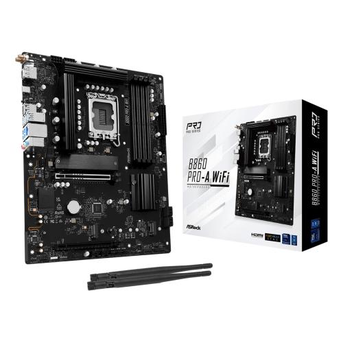 MB Asrock 1851 Intel B860 PRO-A WIFI- 4*DDR5 4*SATA3- 3*M.2- HDMI- DP- WiFi 6E + BT- ATX