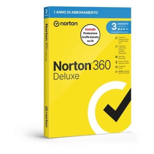 NORTON BOX 360 DELUXE 2026 -- 3 Dispositivi (21483698) - 25GB Backup Fino:27/02