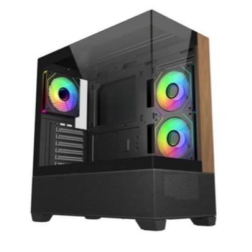 CABINET ATX MIDI TOWER COOLER MASTER E690-KHNN-S00Elite 690 WOOD BLACK ATX/mATX/ITX 1x3.5 1x2.5 3x120mm-ARGB-FAN USB-C VETRO