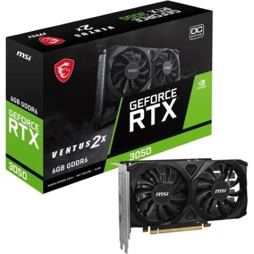 SVGA MSI GeForce RTX 3050 VENTUS 2X E 6G OC nVidia PCIe4.0 6GDDR6 96bit 1492Mhz 2xHDMI DP 7680x4320 2,25slot