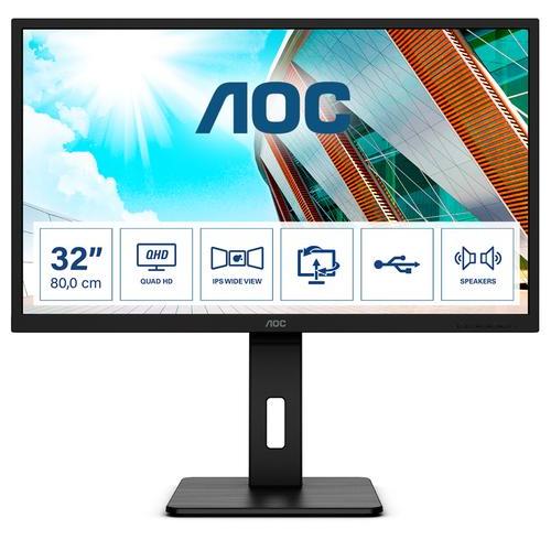 MONITOR AOC LCD IPS LED 31.5" WIDE Q32P2 4ms MM QHD 1000:1 BLACK 2xHDMI DP Vesa Fino:31/01