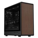 ITEK Case WOODY W2B - Gaming Tower- ATX- 4x14cm Black fan- 2xUSB3- Type-C- Wood Front- Darker Temp Glass Side Panel