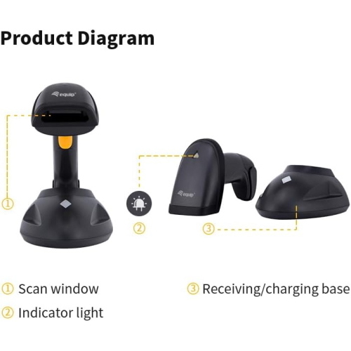 LETTORE BARCODE Wireless EQUIP 351026 2D-a lunga distanza- con supporto - EAN: 4015867234297 Fino:30/09