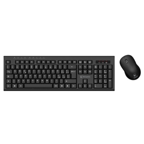 TASTIERA+MOUSE CORDLESS ATLANTIS P013-AX280G+M con mouse OTTICO Ricev. Nano-Size -Nera - EAN: 8026974023403