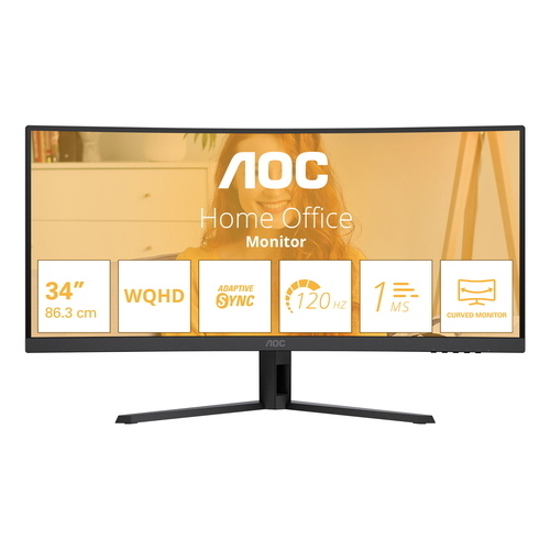 MONITOR AOC LCD CURVED VA 120Hz 34" WIDE CU34B3E 4ms WQHD 3500:1 BLACK REG.ALT. HDMI DP Fino:30/09