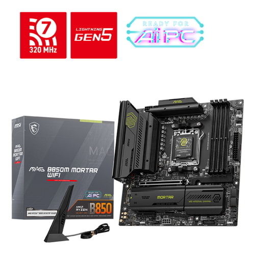 MB MSI MAG B850M MORTAR WIFI AM5 4XDDR5 1XPCIE5.0X16 1XHDMI 3XM.2 4XSATA3 USB LAN WIFI-7 BT MATX