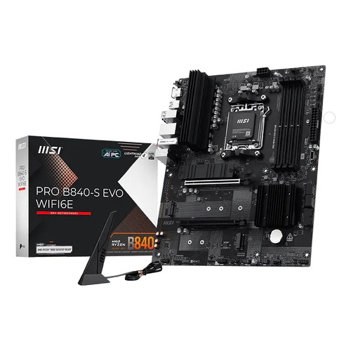 MB MSI PRO B840-S EVO WIFI6E AM5 4XDDR5-8000O.C. 1XPCIE4.0X16 3XM.2 4XSATA3 USB HDMI WIFI6E BT 2.5GLAN ATX