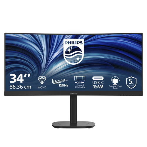MONITOR PHILIPS LCD CURVED VA 120HZ 34" WIDE 34B2N3500C/00 4MS MM SOFTBLUE WQHD 3500:1 BLACK 2XHDMI DP HUBUSB VESA FINO:30/10